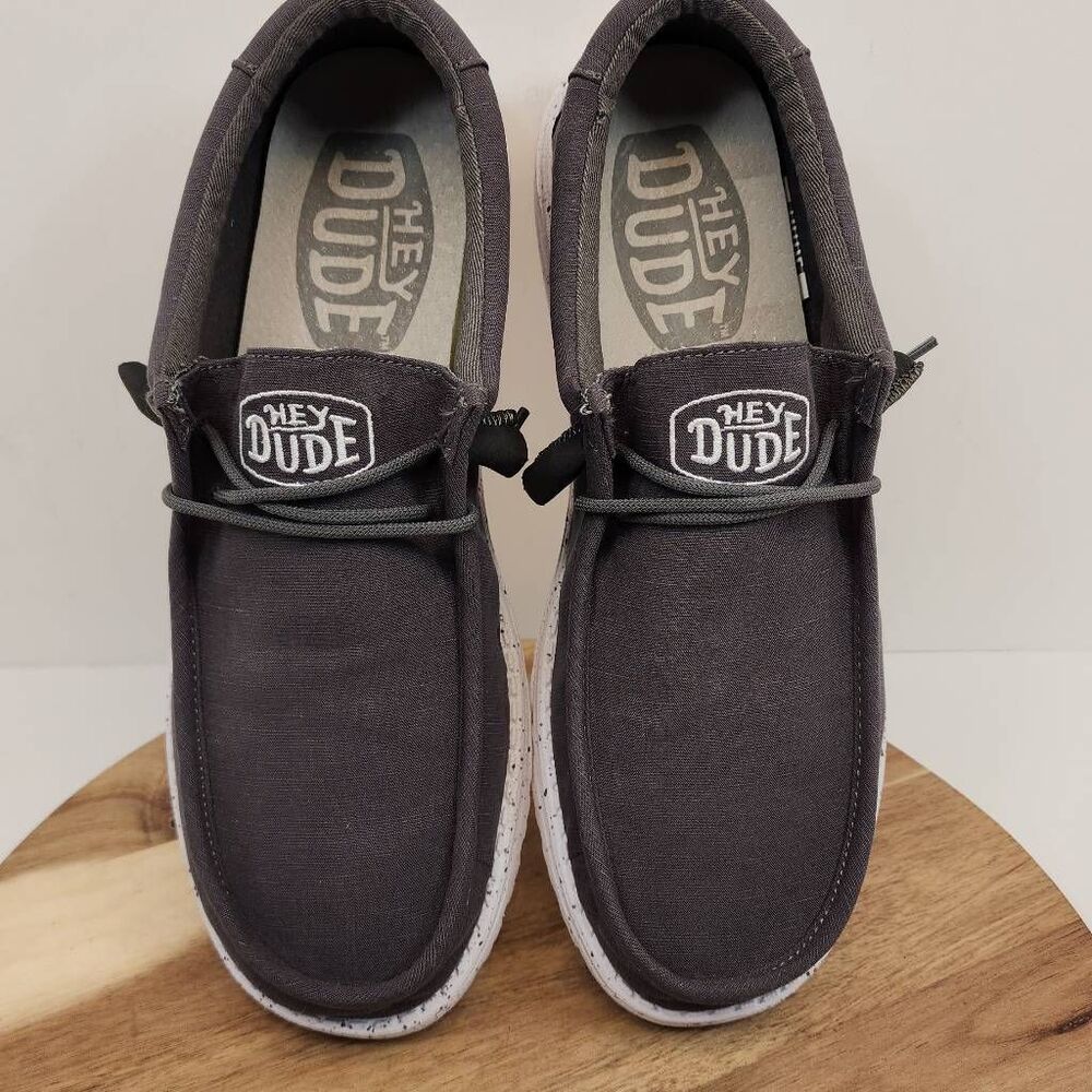Hey Dude Wally SLUB Canvas Gray Mens Shoes Size 11 - Picture 9 of 11